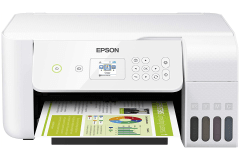 Epson EcoTank ET-2726 printer, front view, paper tray open.