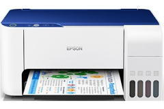 Epson L3115 printer, front view, paper tray open.