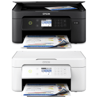 Epson Expression Home XP-4105 printer, front view, paper tray open.