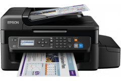 Epson WorkForce ET-4500 EcoTank printer, front view, paper tray open.