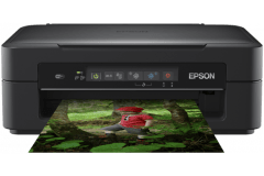 Epson Expression Home XP-255 printer, front view, paper tray open.