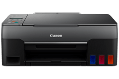 Canon PIXMA G3160 printer, front view, black casing
