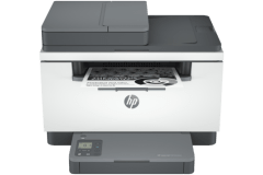 HP Laserjet MFP M234sdwe printer, front view, paper tray open. 