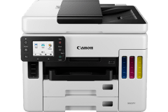 Canon MAXIFY GX7020 printer, front view, paper tray open.