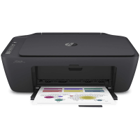 HP DeskJet Ink Advantage 2774 printer, front view, paper tray open.