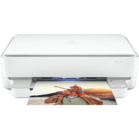 HP ENVY 6020e printer, front view, paper tray open.