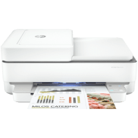 HP ENVY 6420e printer, front view, paper tray open.
