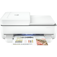 HP ENVY Pro 6458e printer, front view, paper tray open.