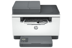 HP Laserjet MFP M234sdw printer, front view, paper tray open.