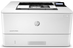HP LaserJet Pro M404n printer, front view.