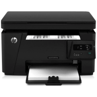 HP LaserJet Pro MFP M126a printer, front view, paper tray open.