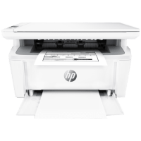 HP LaserJet Pro MFP M30a printer, front view, paper tray open.