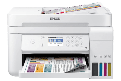 Epson ET-3759 printer, front view, paper tray open.