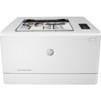 HP Color LaserJet Pro M155a printer, front view, paper tray open.