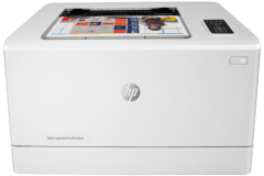 HP Color LaserJet Pro M155nw printer, front view, paper tray open.
