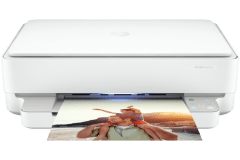 HP ENVY 6022e printer, front view, paper tray open.