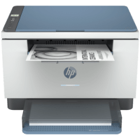 HP LaserJet M232dw printer, front view, paper tray open.