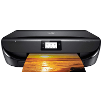 HP ENVY 5010 printer, front view, paper tray open.