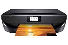 HP ENVY 5010 printer, front view, paper tray open.