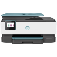 HP Officejet Pro 8028 printer, front view.