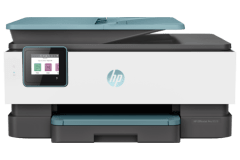 HP Officejet Pro 8028 printer, front view.