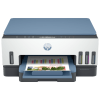 HP Smart Tank 7002e printer, front view, paper tray open.