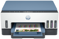 HP Smart Tank 7002e printer, front view, paper tray open.