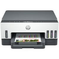 HP Smart Tank 720 printer, front view, paper tray open.