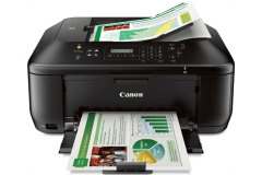 Canon PIXMA MX532 printer, front view, paper tray open.
