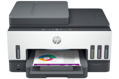 HP Smart Tank 790 printer, front view, paper tray open.