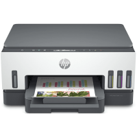HP Smart Tank 7005 printer, front view, paper tray open.