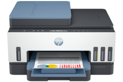 HP Smart Tank 7306 printer, front view, paper tray open.