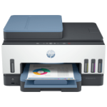 HP Smart Tank 7606 printer, front view, paper tray open.