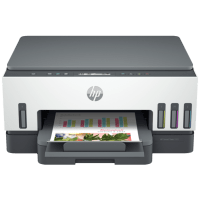 HP Smart Tank 7005e printer, front view, paper tray open.