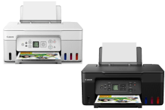 Canon PIXMA G3270 printer, front view, paper tray open.
