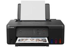 Canon PIXMA G1430 printer, front view, paper tray open.