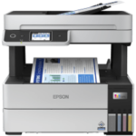Epson EcoTank L6490 printer, front view, paper tray open.
