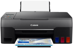 Canon PIXMA G3262 printer, front view, paper tray open.