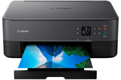 Canon PIXMA TS6420a printer, front view, paper tray open.
