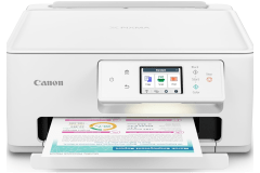 Canon PIXMA TS7720 printer, front view, paper tray open.