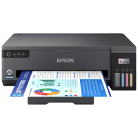Epson EcoTank ET-14100 printer, front view, paper tray open.