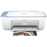 HP DeskJet 4222e printer, front view, paper tray open.