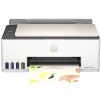HP Smart Tank 5000 printer, front view, paper tray open.