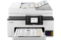 Canon MAXIFY GX2020 printer, front view, paper tray open.