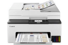 Canon MAXIFY GX2070 printer, front view, paper tray open.