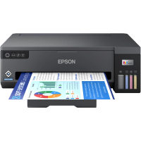 Epson EcoTank L11050 printer, front view, paper tray open.