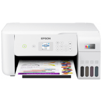 Epson EcoTank L3266 printer, front view, paper tray open.