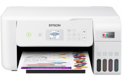 Epson EcoTank L3266 printer, front view, paper tray open.