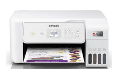 Epson EcoTank ET-2876 printer, front view, paper tray open.