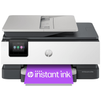 HP OfficeJet Pro 8138e printer, front view, paper tray open.